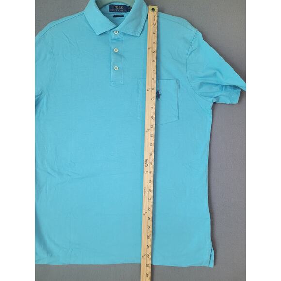 NWOT Polo Ralph Lauren Mens Custom Fit Polo Shirt S Aqua Blue Pocket Pony - Picture 7 of 7